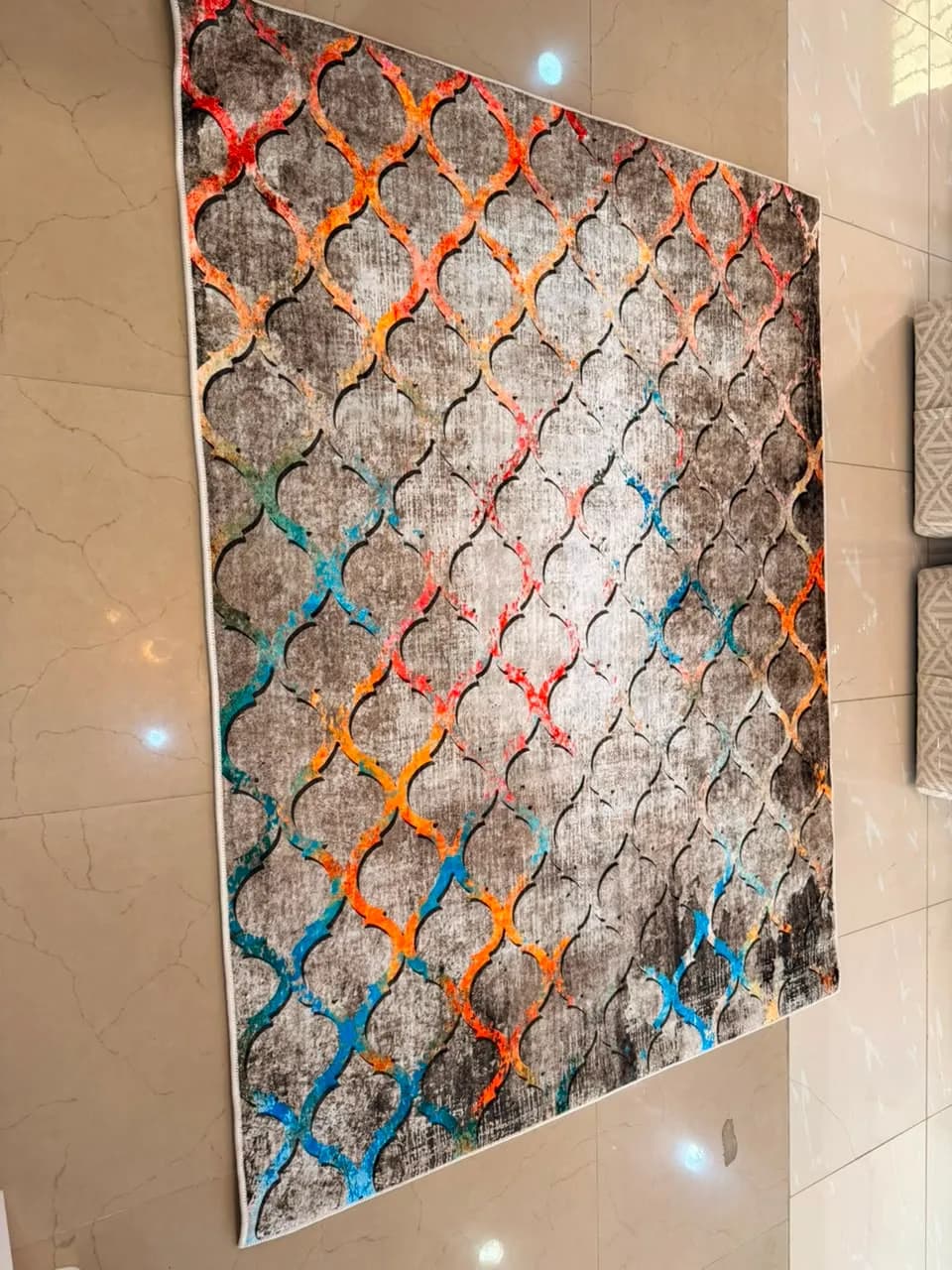 Modern Abstract Geometric Area Rug – Large Multi-Color Trellis Pattern Carpet (Single Unit) — view 2