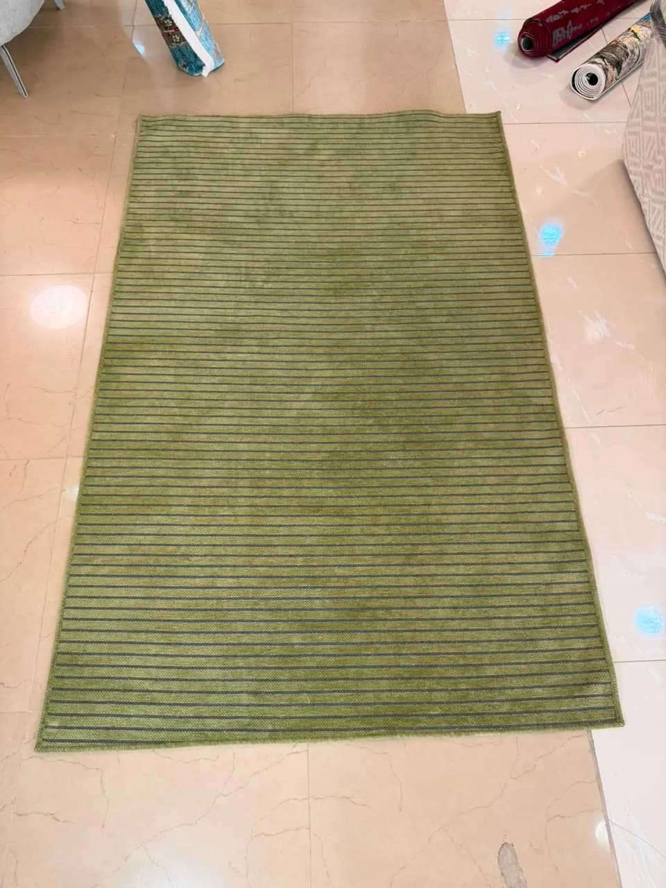 Modern Minimalist Olive Green Striped Rug