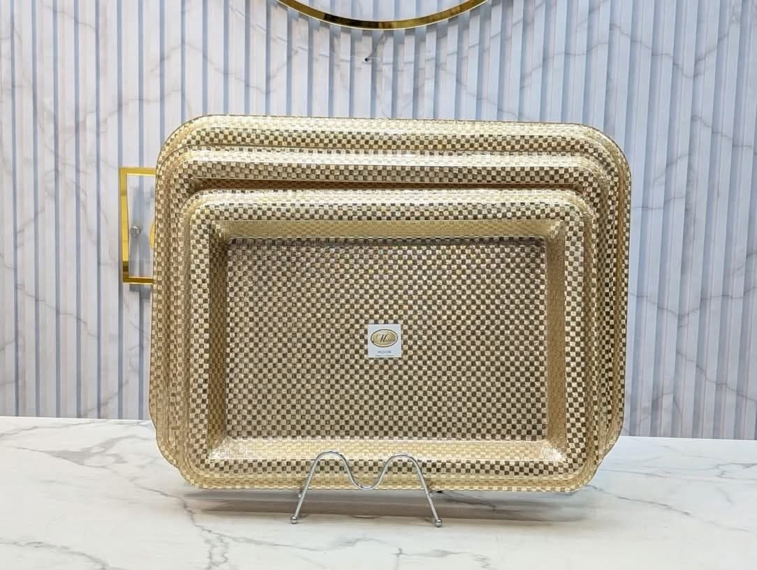 Golden/Silver Acrylic Tray x3pcs Set — view 1