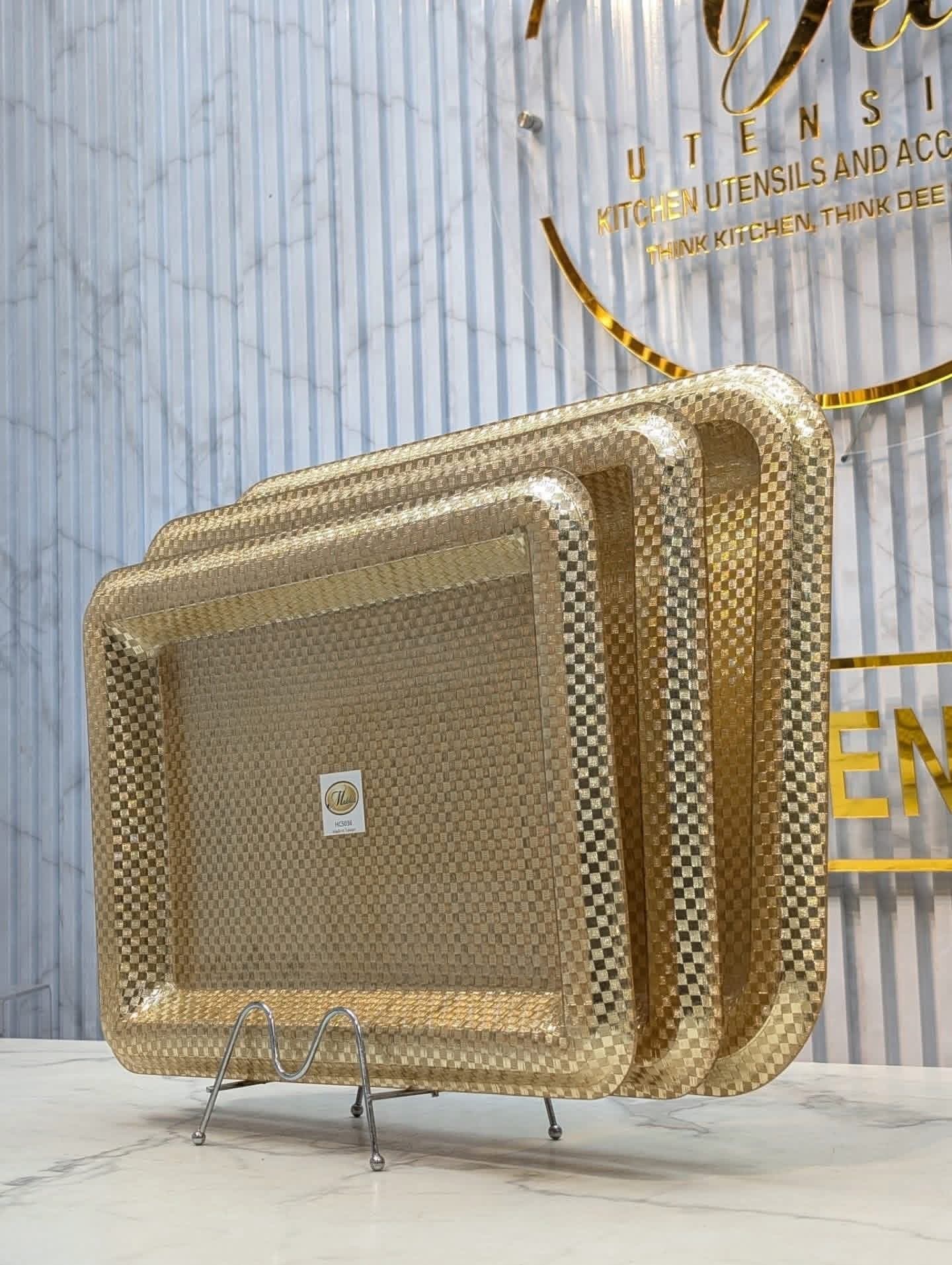 Golden/Silver Acrylic Tray x3pcs Set — view 3