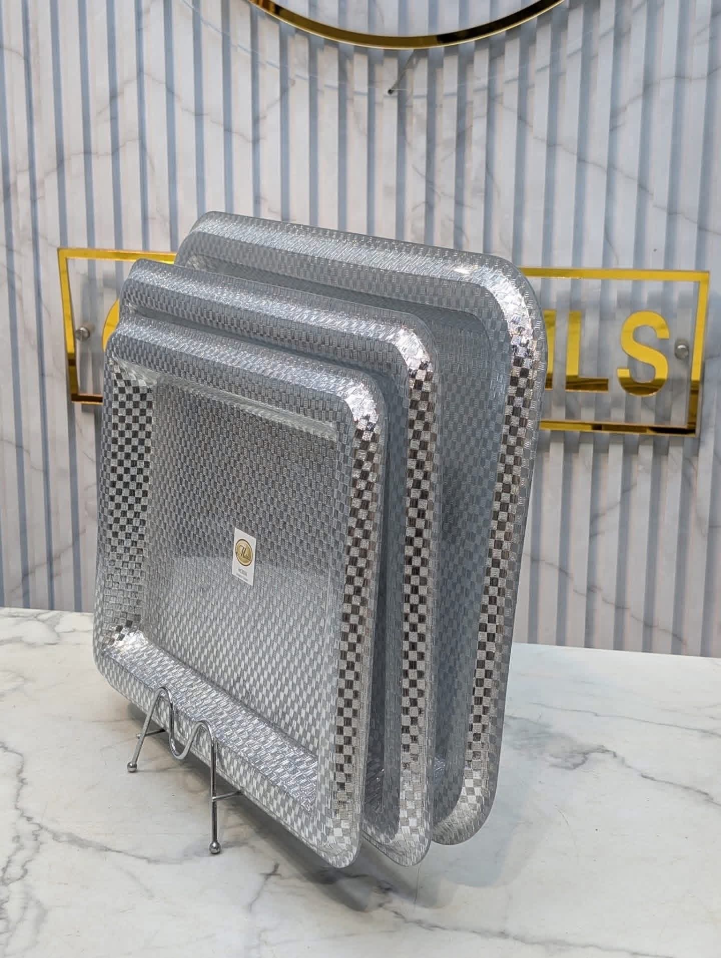 Golden/Silver Acrylic Tray x3pcs Set — view 4
