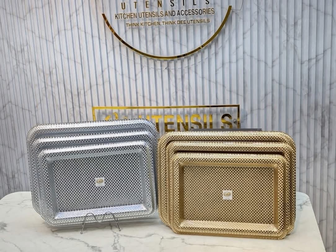Golden/Silver Acrylic Tray x3pcs Set — view 5