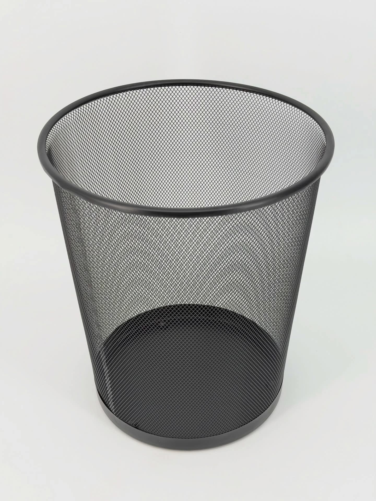 ROUND BLACK STEEL WASTE BIN — view 2