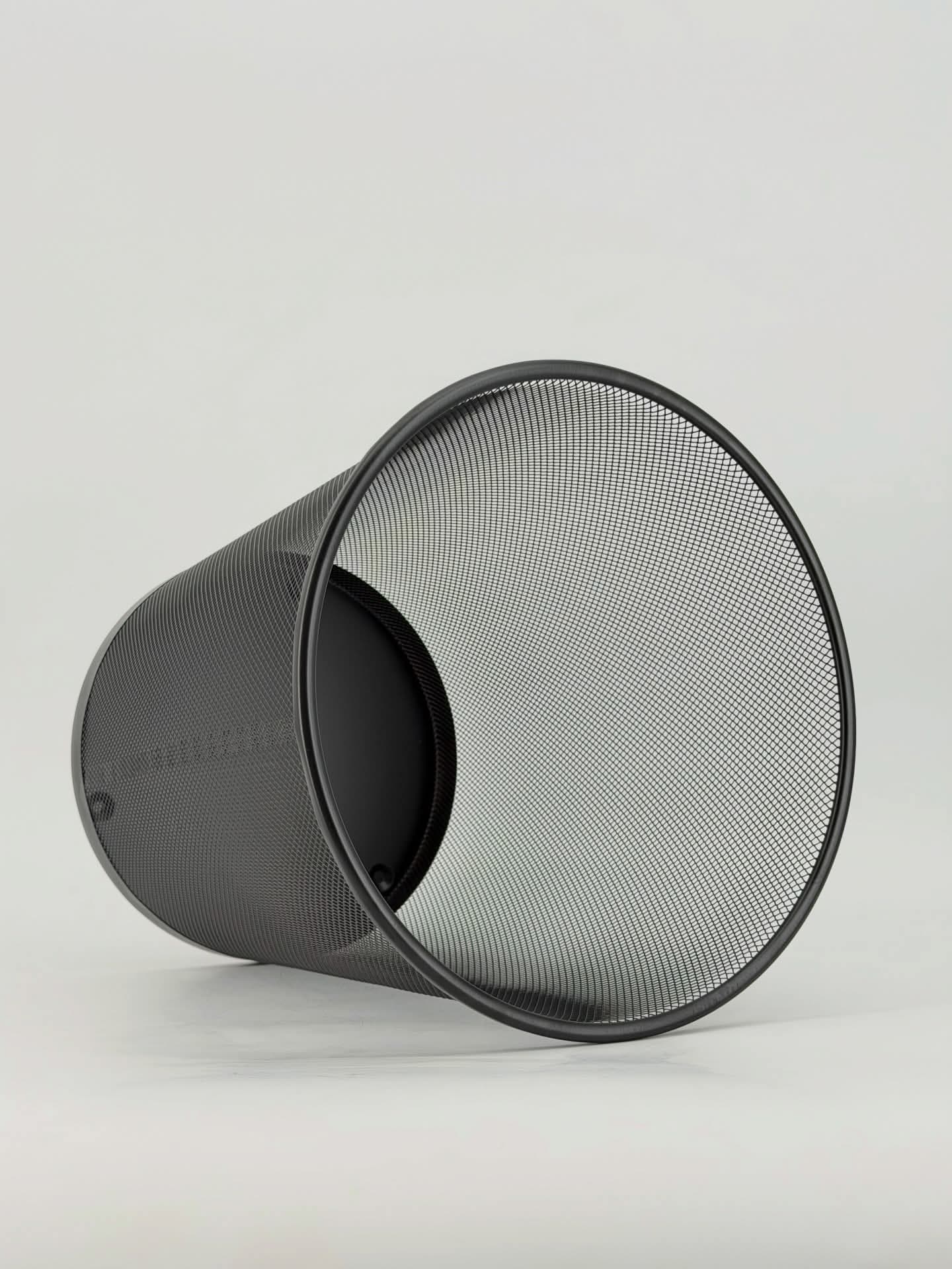 ROUND BLACK STEEL WASTE BIN — view 5