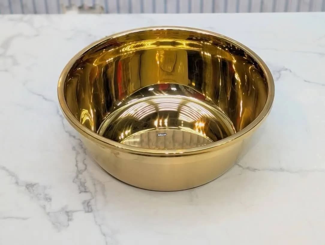 Gold Colour Stainless Steel Bowl 40cm — view 1