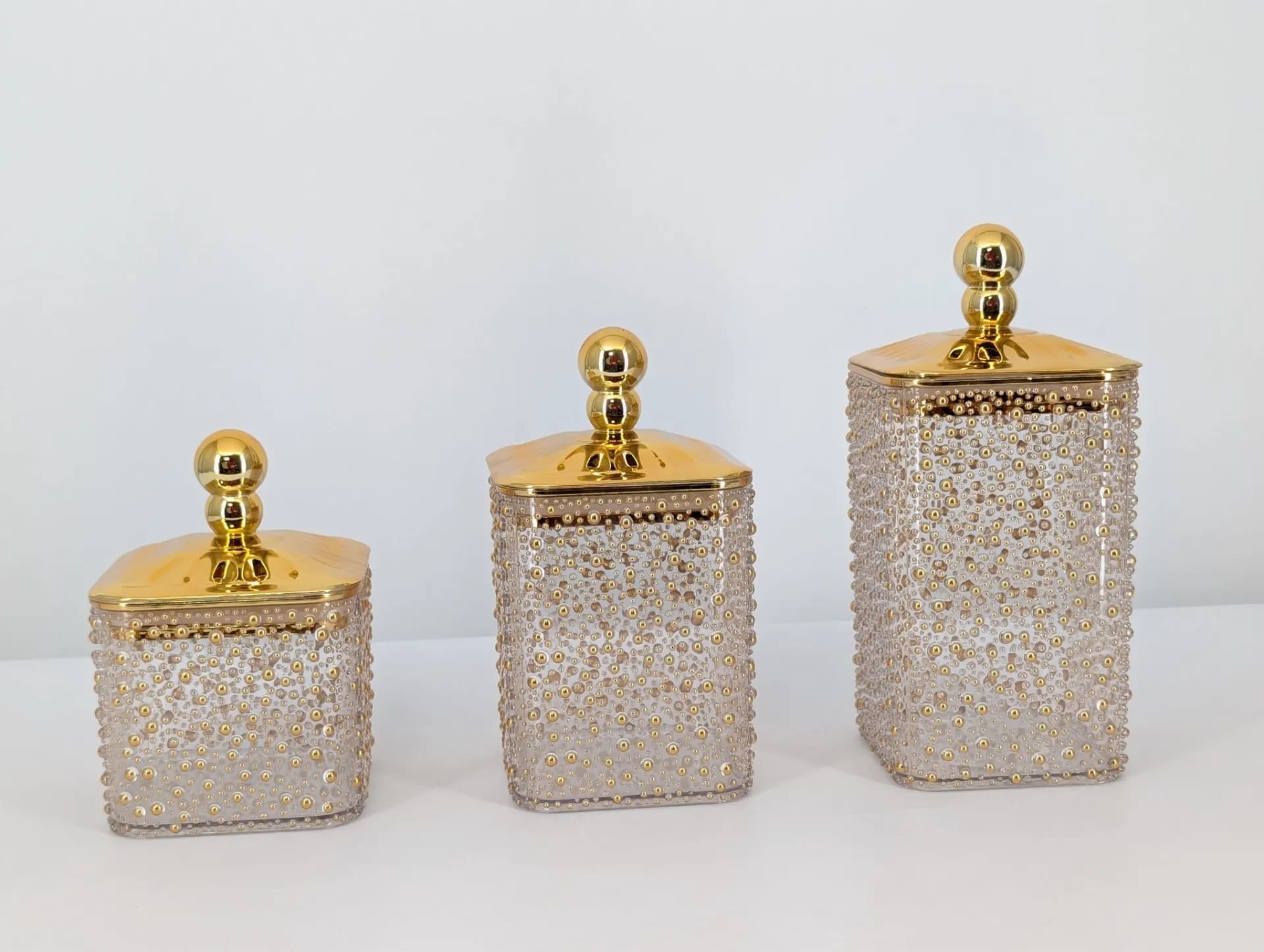 Gold Ruby Encrosted Container x3pcs