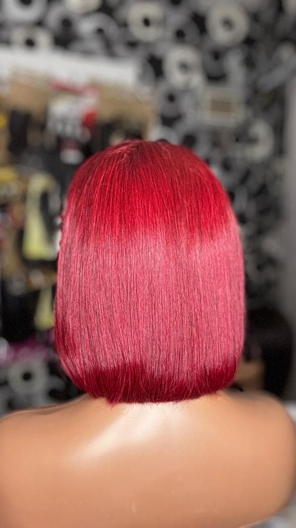 Burgundy Sleek Bob Lace Front Wig — view 1