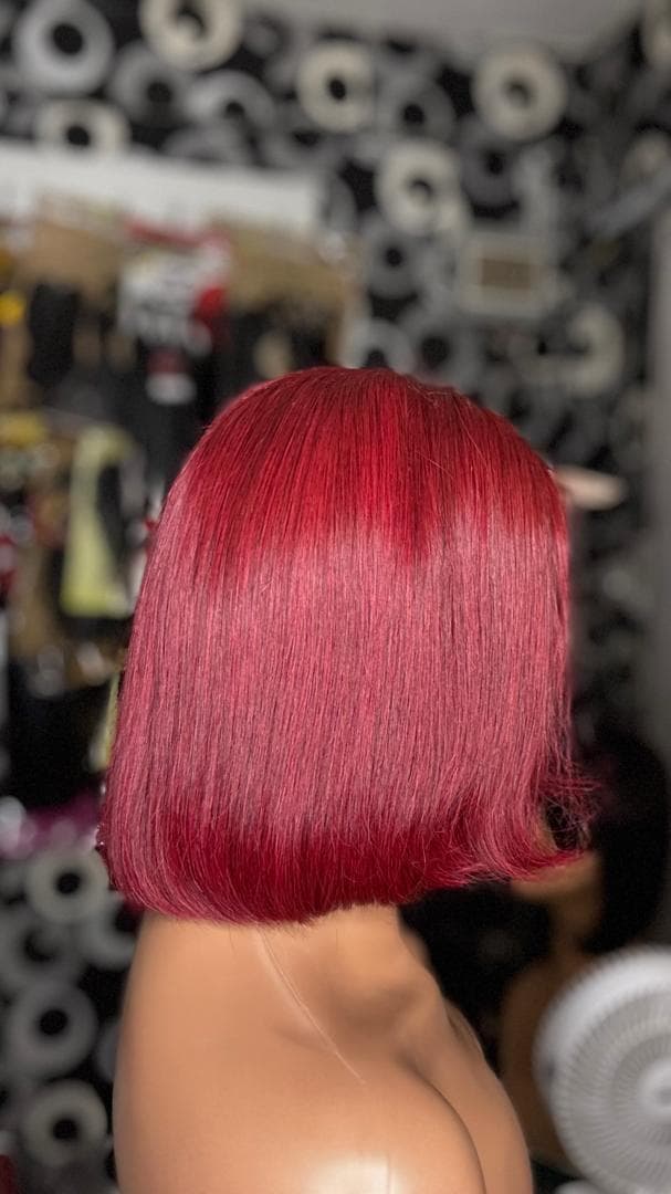 Burgundy Sleek Bob Lace Front Wig — view 2