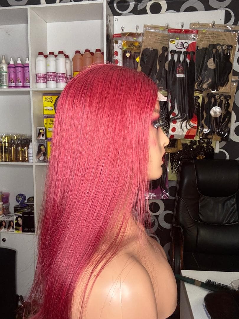 Ruby Red Silky Straight Lace Front Wig — view 1