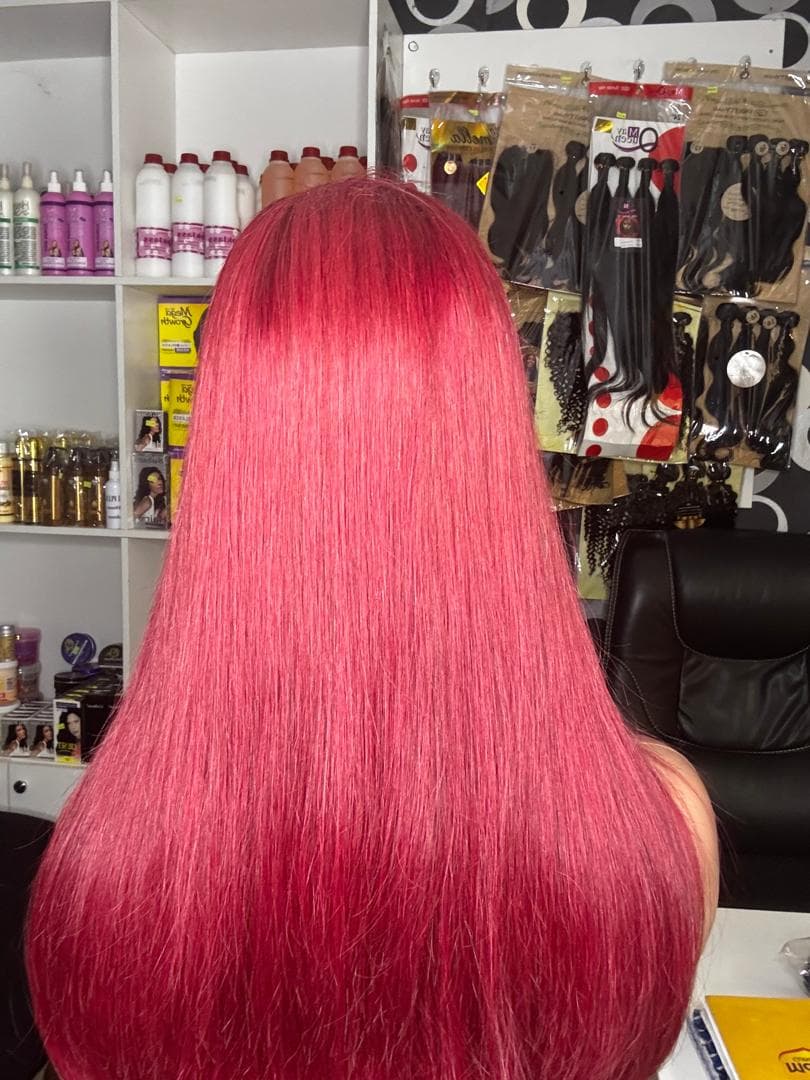 Ruby Red Silky Straight Lace Front Wig — view 2