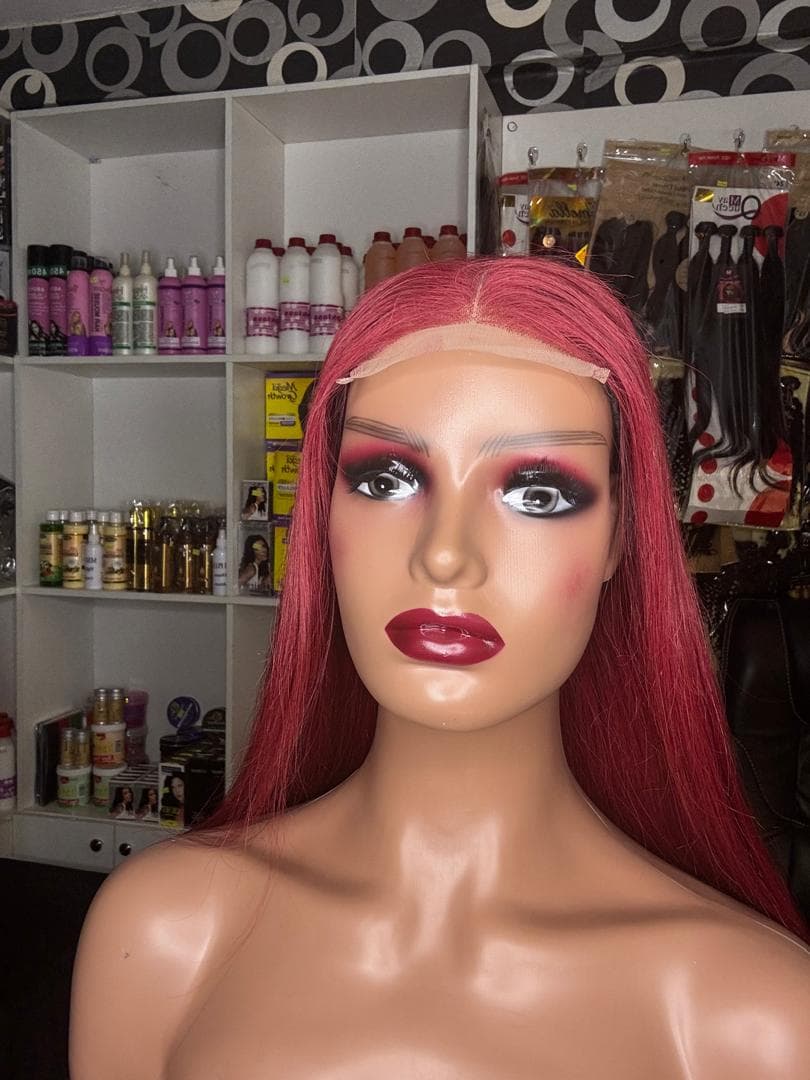 Ruby Red Silky Straight Lace Front Wig — view 3