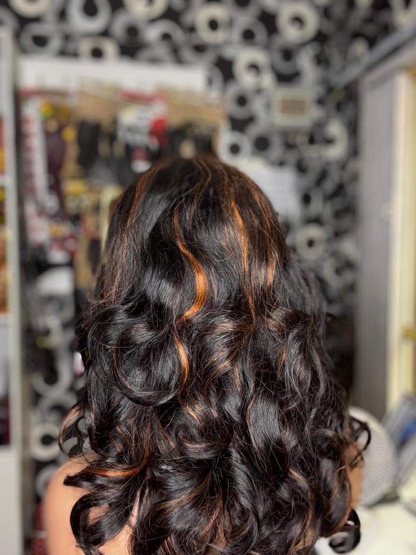 Black Body Wave Wig with Copper Highlights — view 3