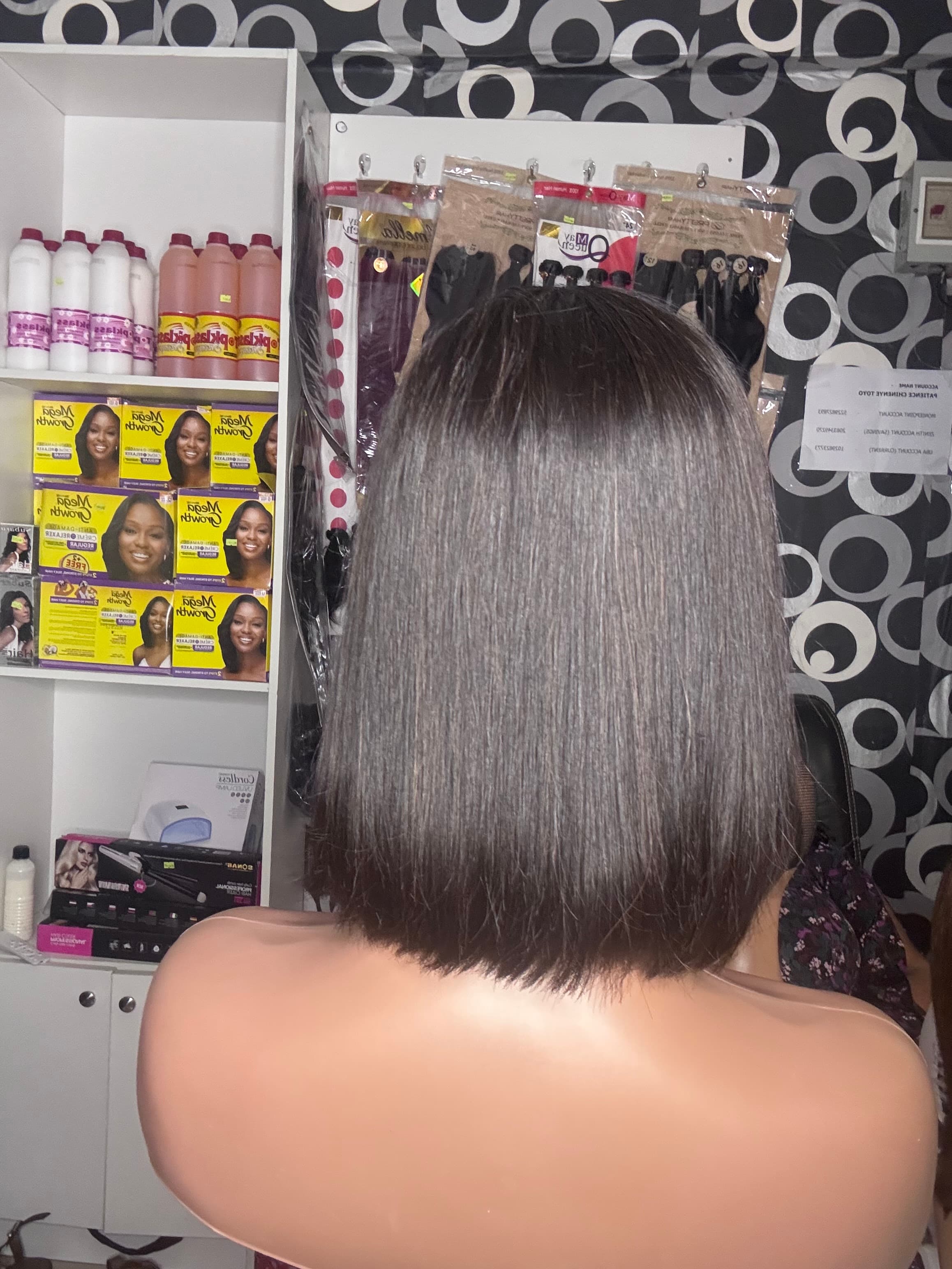Classic Natural Black Straight Blunt Bob Wig — view 1