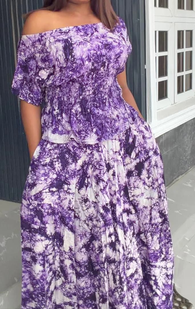 Adire 2piece Smokey top & Skirt — view 2