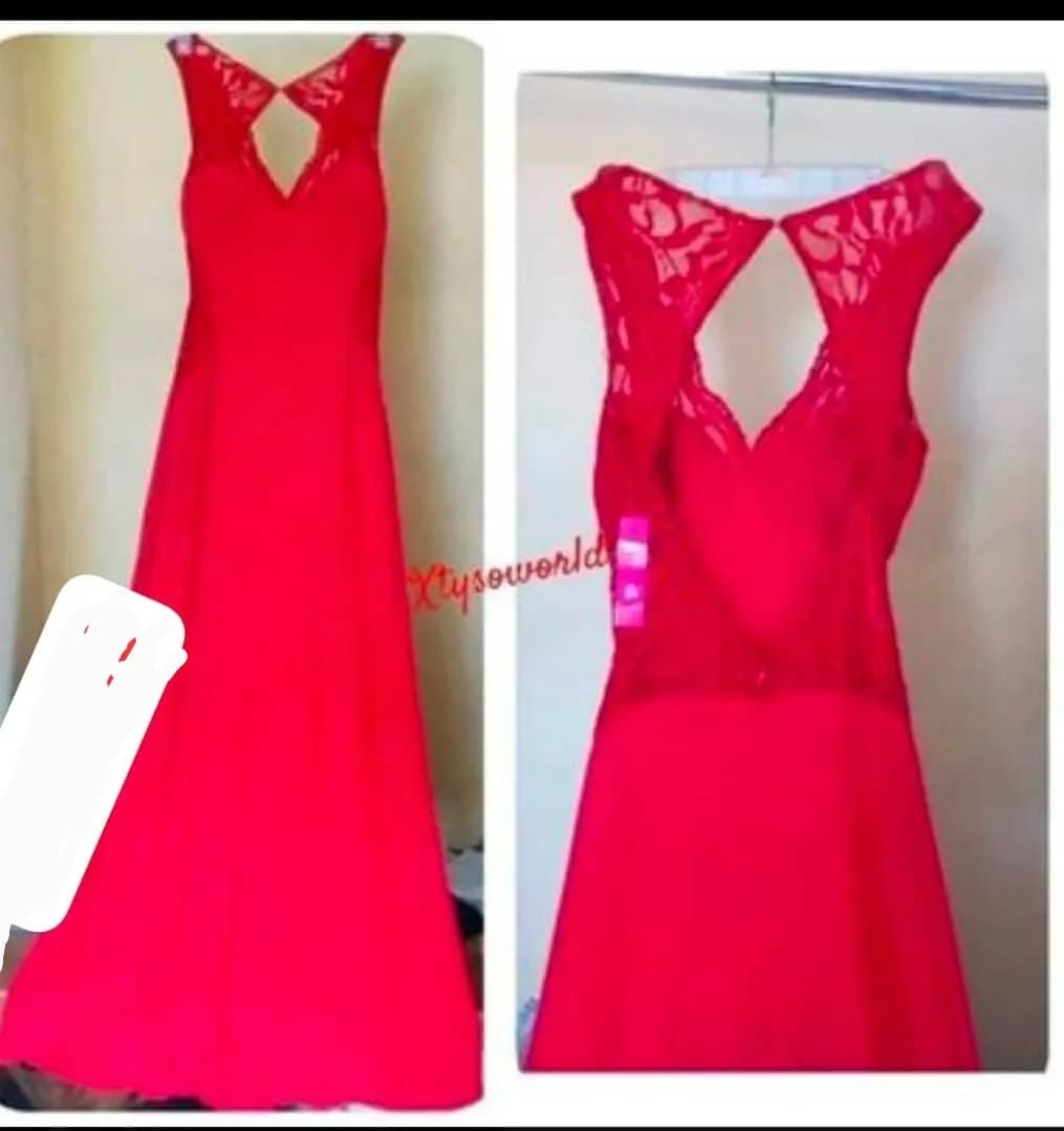 Provocative open back lace dinner gown — view 1